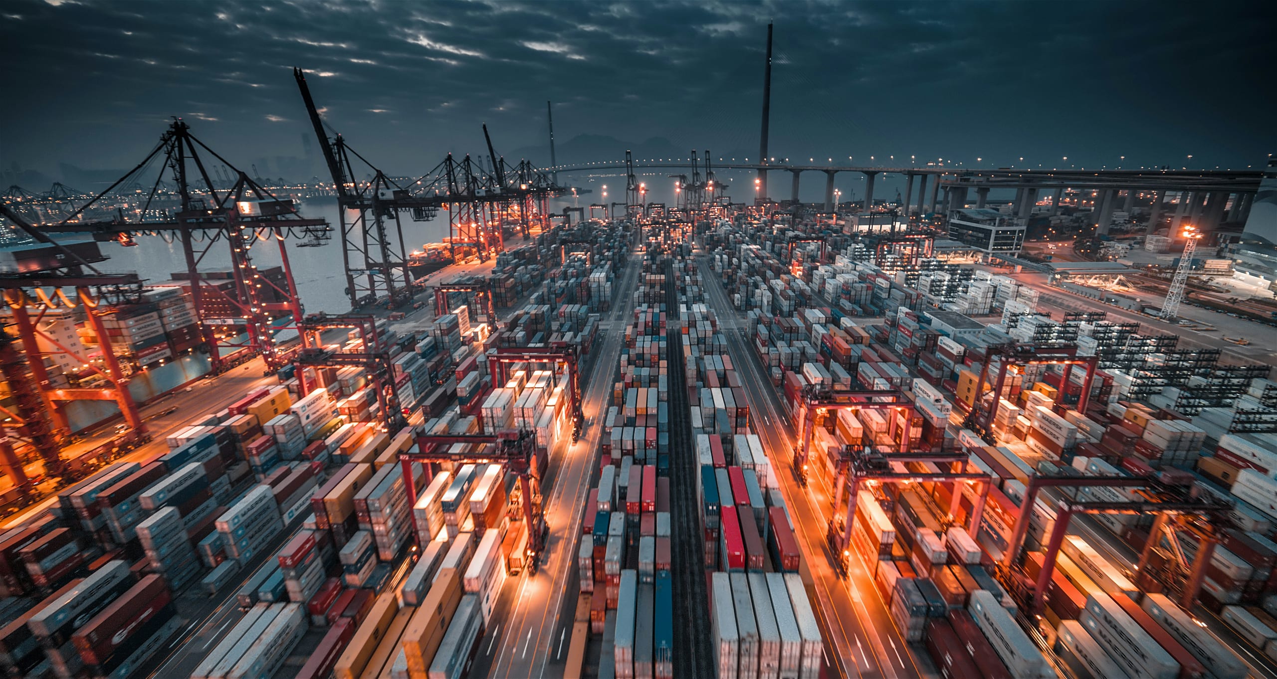 Export containers at port for VEXORA Sports shipments