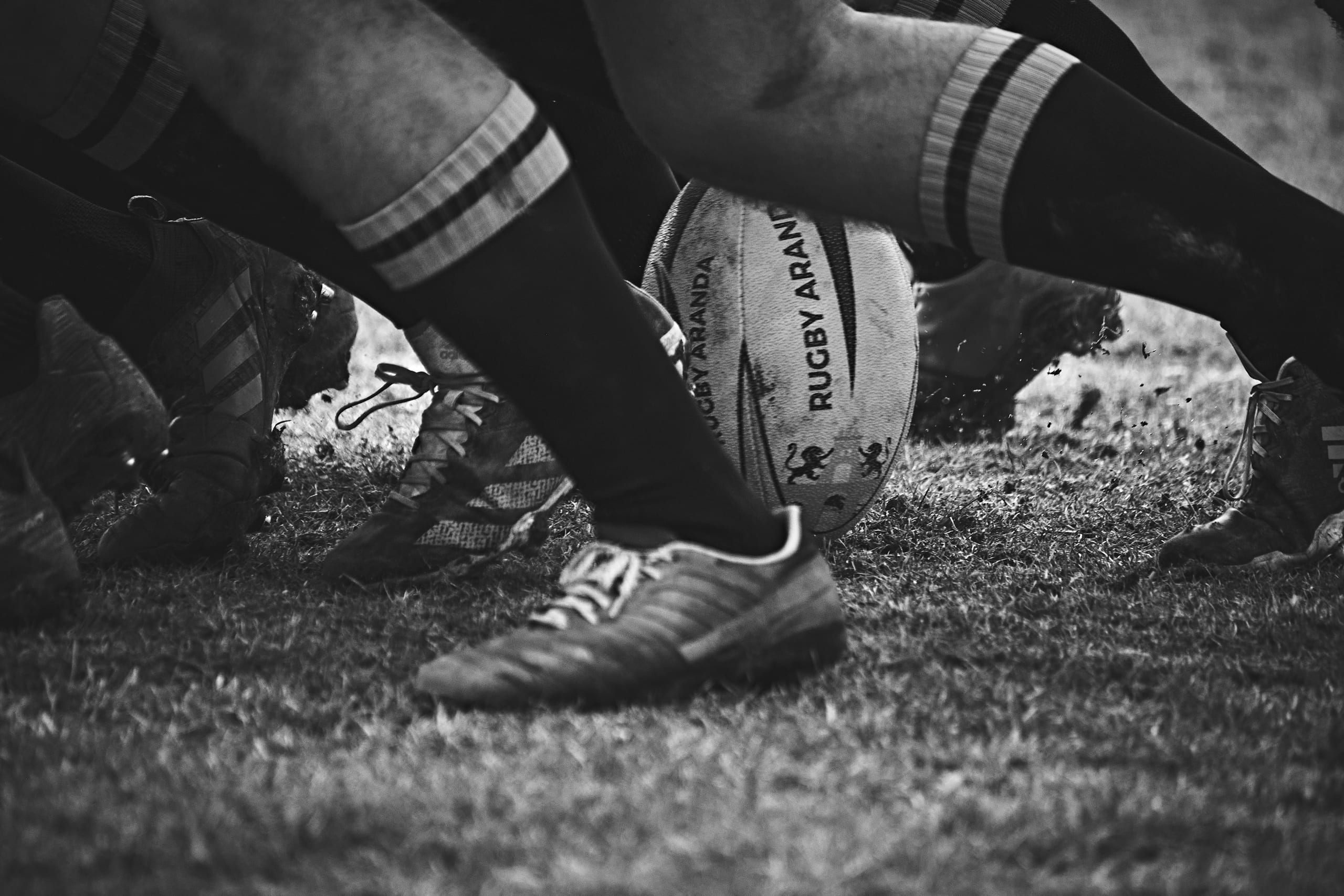 Scrum Match Rugby Ball — Four-panel pimpled-grip rugby ball, hand stitched, in match and training specs.